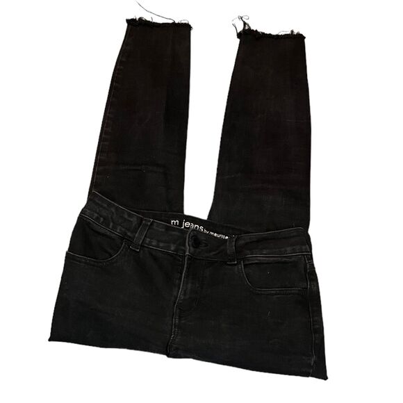 M Jeans by Maurices Jeans Mid Rise Black Raw Hem Size Small Short - Picture 2 of 7